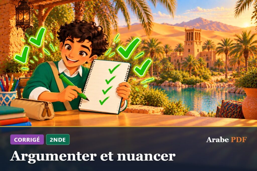 Corrigé des exercices d’arabe 2nde : Argumenter et nuancer