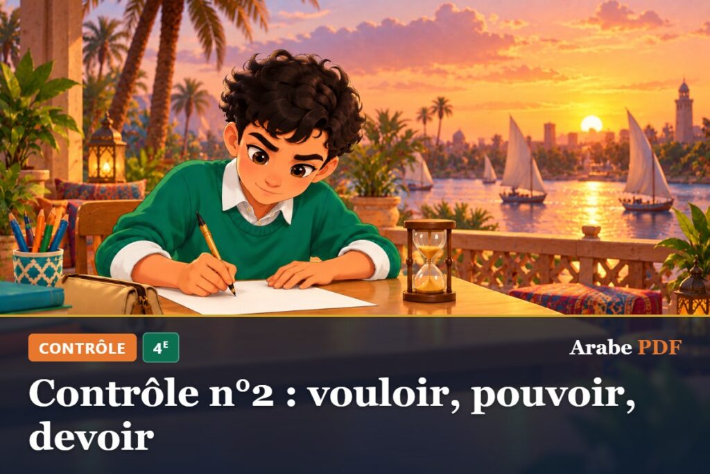 Contrôle n°2 : vouloir, pouvoir, devoir – contrôle d’arabe 4e