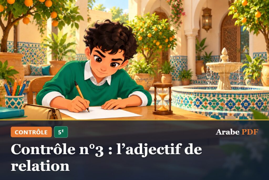 Contrôle n°3 : l’adjectif de relation – contrôle d’arabe 5e