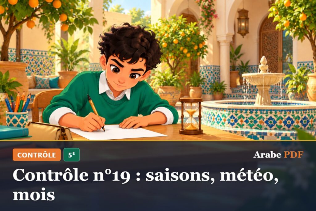 Contrôle n°19 : saisons, météo, mois – contrôle d’arabe 5e