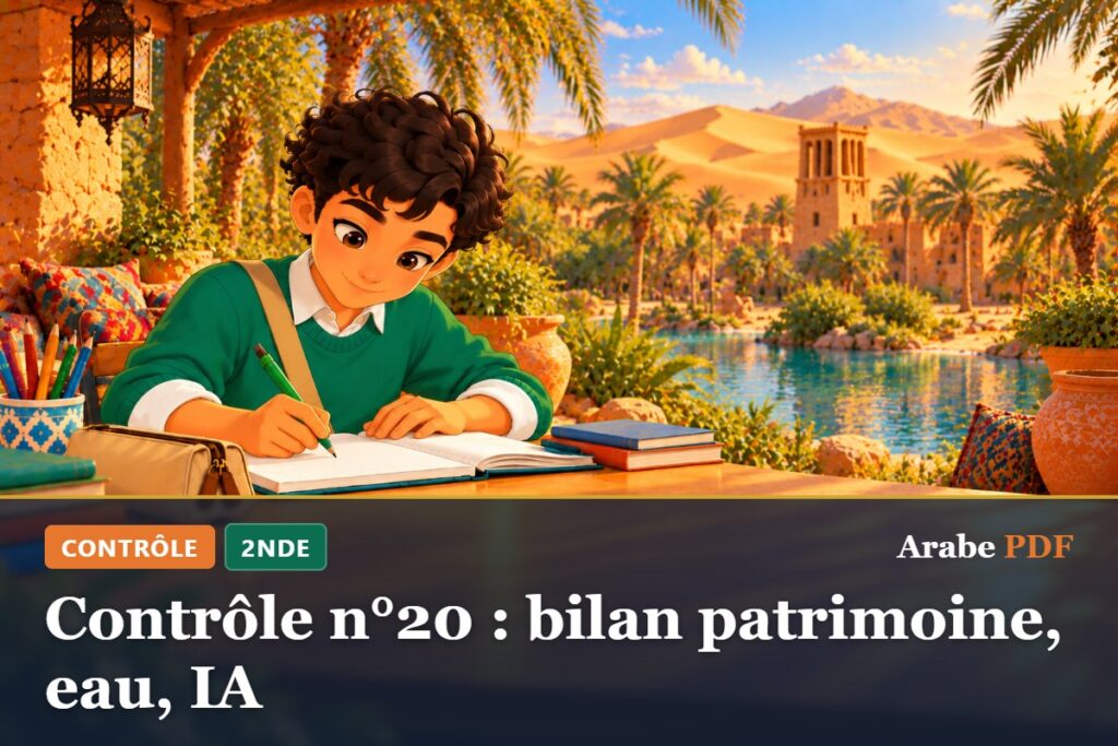 Contrôle n°20 : bilan patrimoine, eau, IA – contrôle d’arabe 2nde