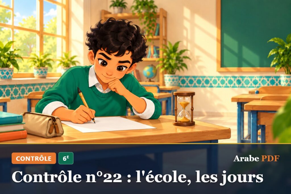 Contrôle n°22 : l'école, les jours – contrôle d’arabe 6e
