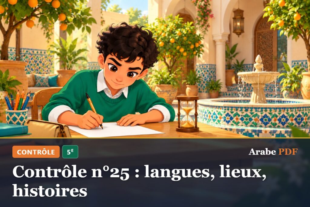 Contrôle n°25 : langues, lieux, histoires – contrôle d’arabe 5e