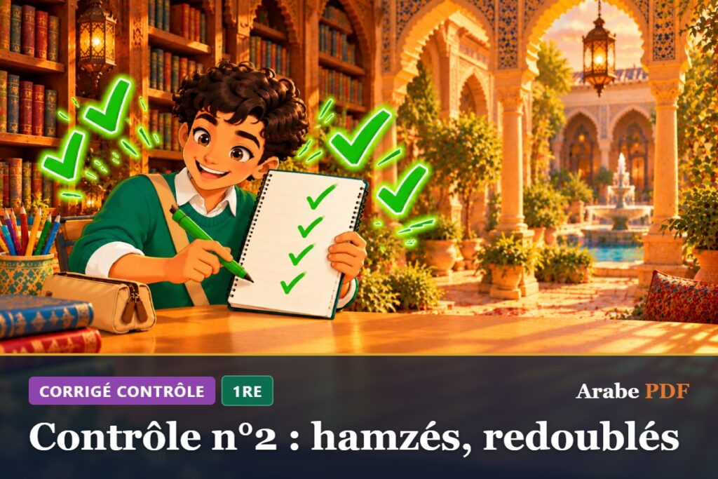 Corrigé : Contrôle n°2 : hamzés, redoublés – contrôle d’arabe 1re