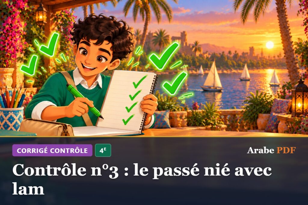 Corrigé : Contrôle n°3 : le passé nié avec lam – contrôle d’arabe 4e