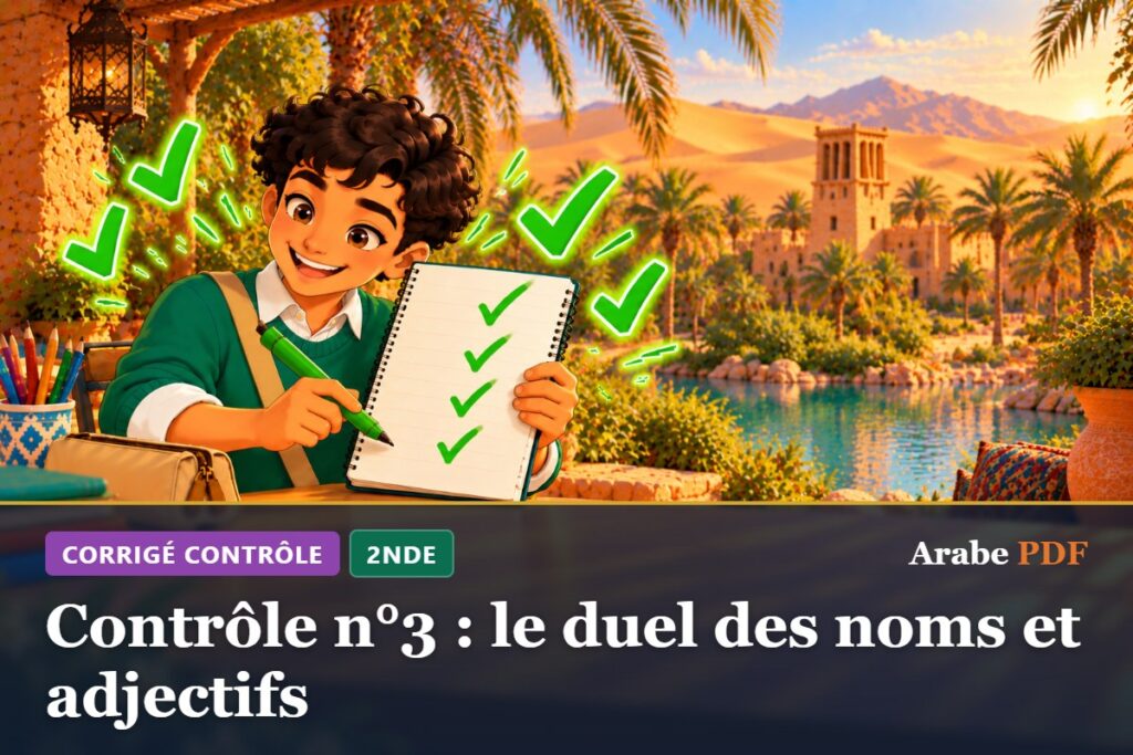 Corrigé : Contrôle n°3 : le duel des noms et adjectifs – contrôle d’arabe 2nde