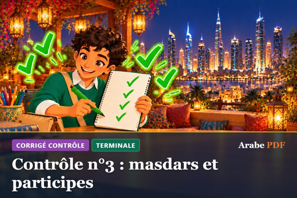 Corrigé : Contrôle n°3 : masdars et participes – contrôle d’arabe Terminale