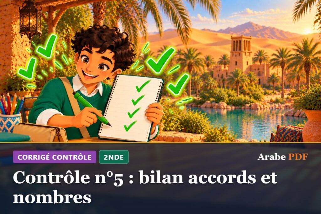 Corrigé : Contrôle n°5 : bilan accords et nombres – contrôle d’arabe 2nde
