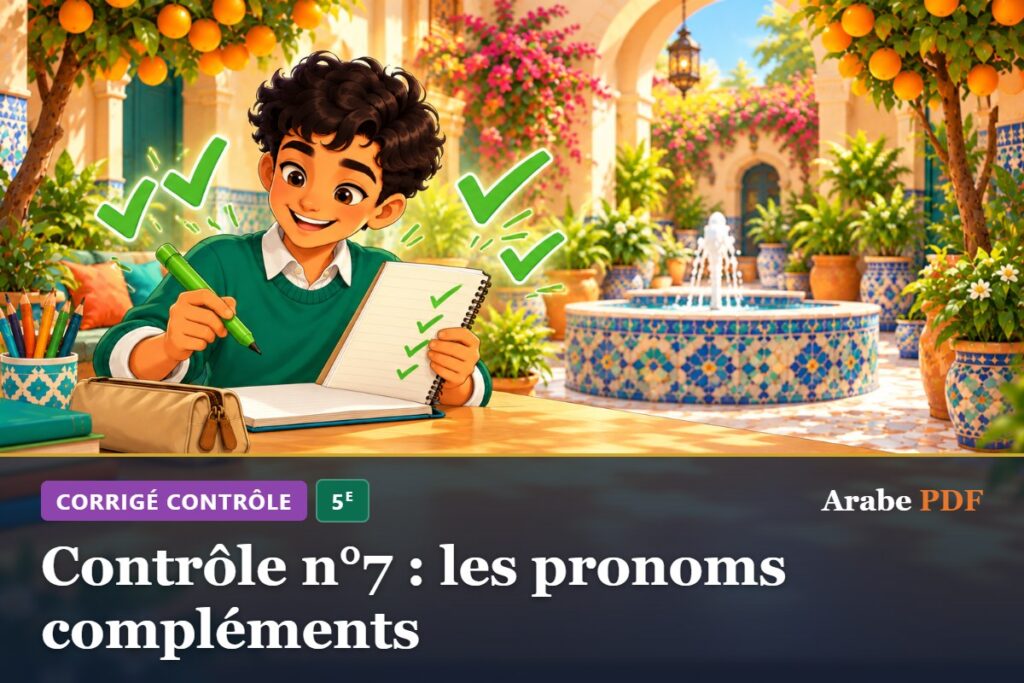 Corrigé : Contrôle n°7 : les pronoms compléments – contrôle d’arabe 5e
