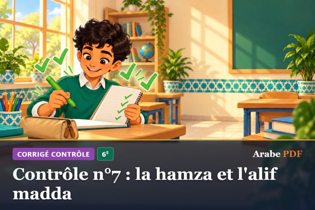 Corrigé : Contrôle n°7 : la hamza et l'alif madda – contrôle d’arabe 6e