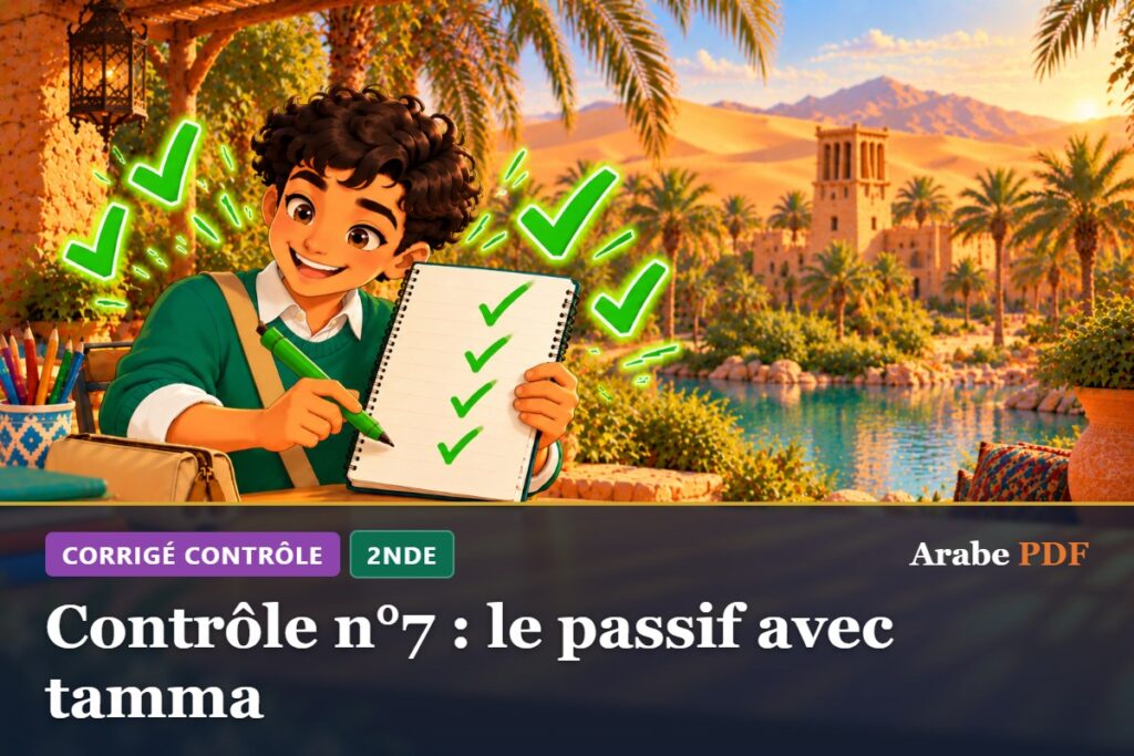 Corrigé : Contrôle n°7 : le passif avec tamma – contrôle d’arabe 2nde