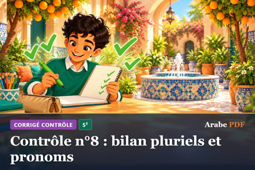 Corrigé : Contrôle n°8 : bilan pluriels et pronoms – contrôle d’arabe 5e