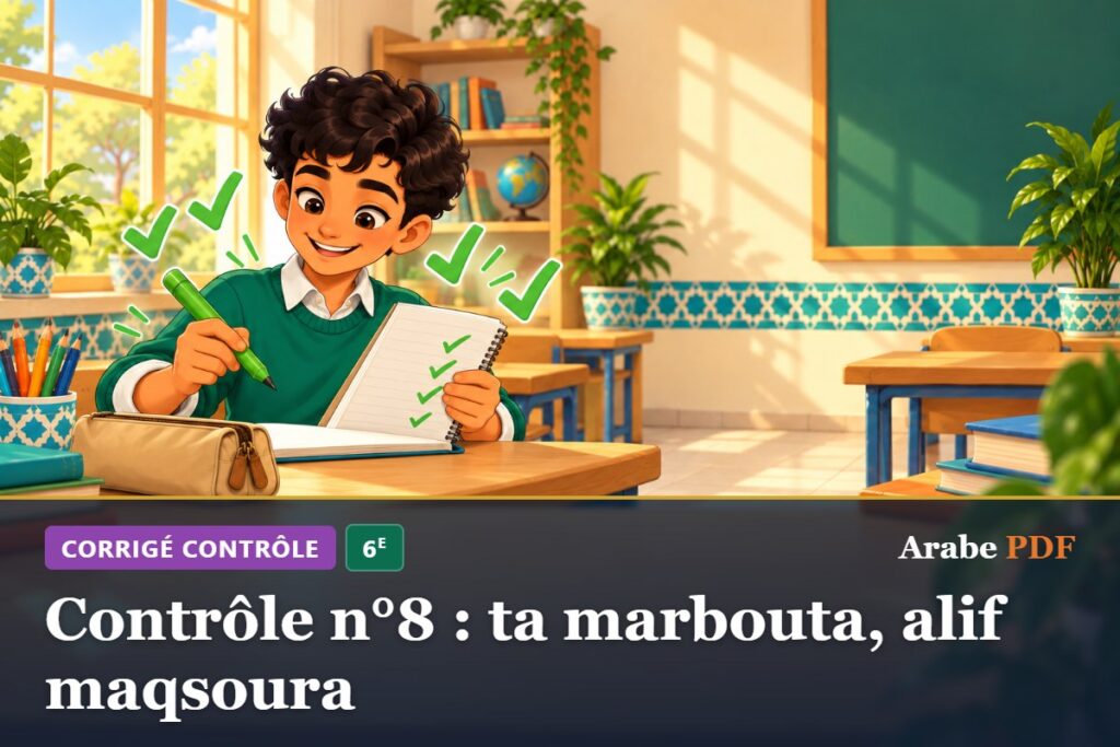 Corrigé : Contrôle n°8 : ta marbouta, alif maqsoura – contrôle d’arabe 6e