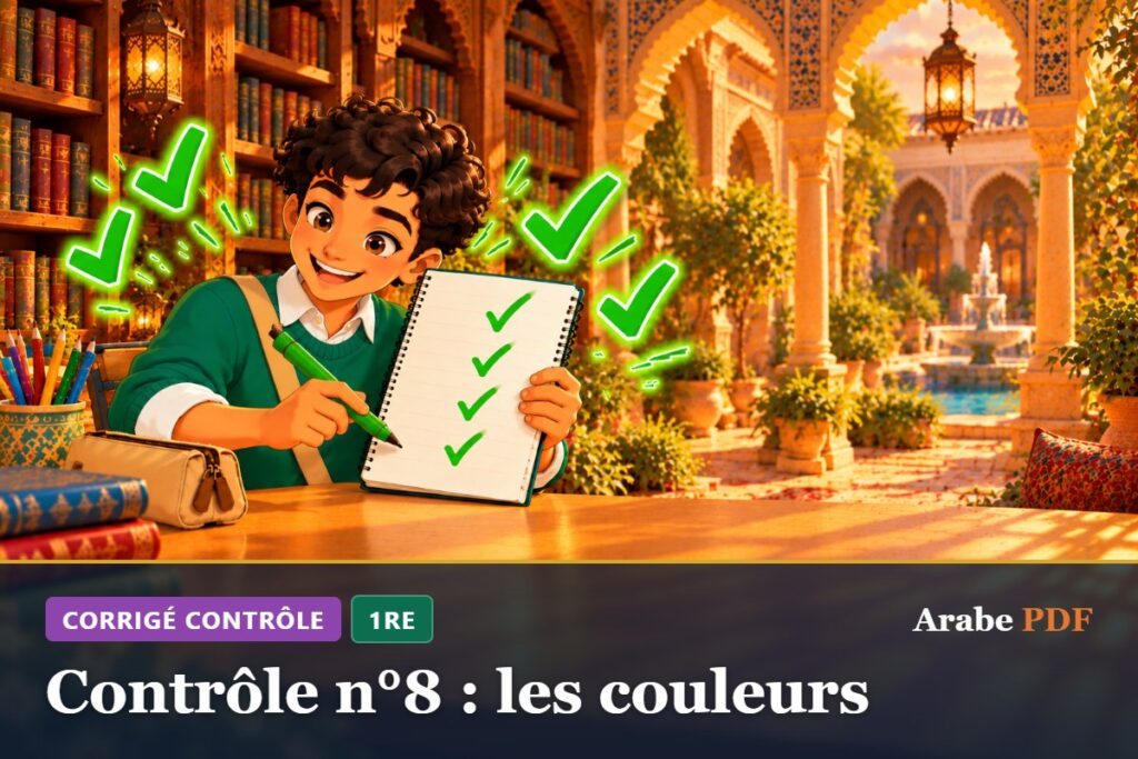 Corrigé : Contrôle n°8 : les couleurs – contrôle d’arabe 1re