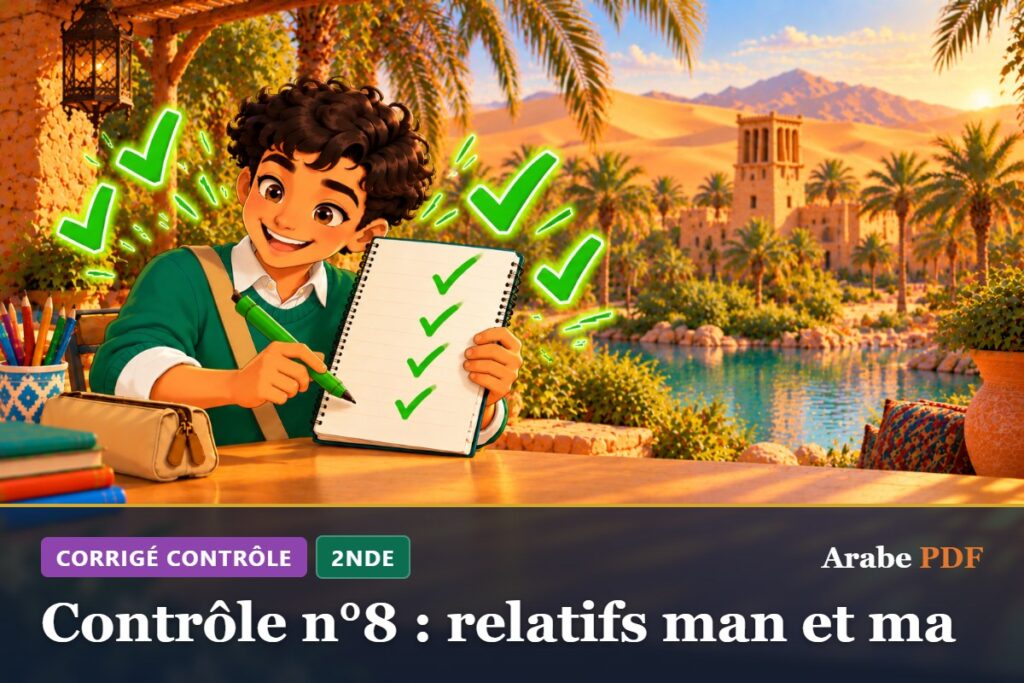 Corrigé : Contrôle n°8 : relatifs man et ma – contrôle d’arabe 2nde