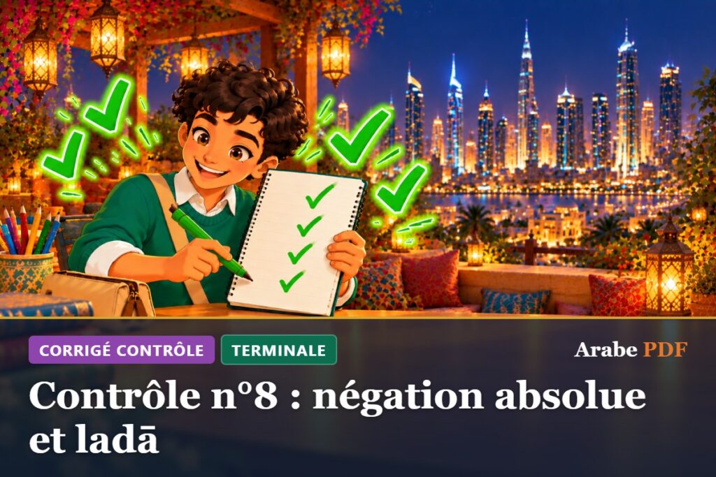 Corrigé : Contrôle n°8 : négation absolue et ladā – contrôle d’arabe Terminale