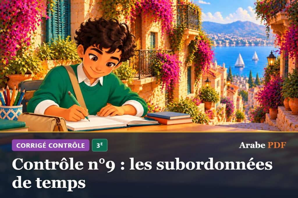 Corrigé : Contrôle n°9 : les subordonnées de temps – contrôle d’arabe 3e
