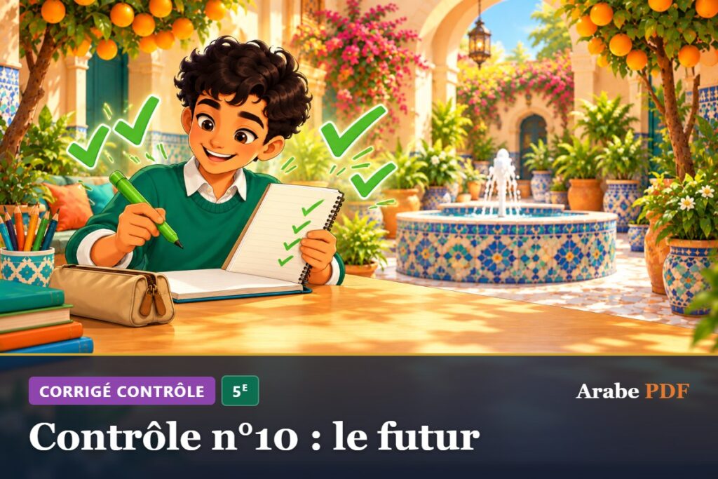 Corrigé : Contrôle n°10 : le futur – contrôle d’arabe 5e