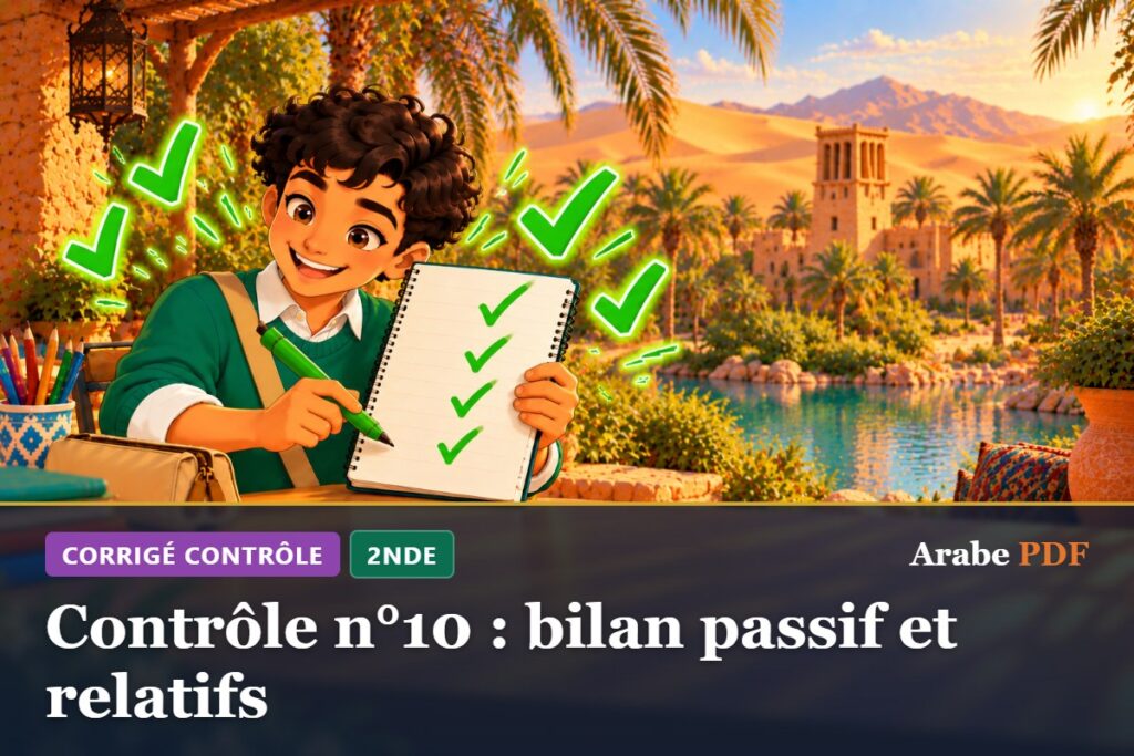 Corrigé : Contrôle n°10 : bilan passif et relatifs – contrôle d’arabe 2nde