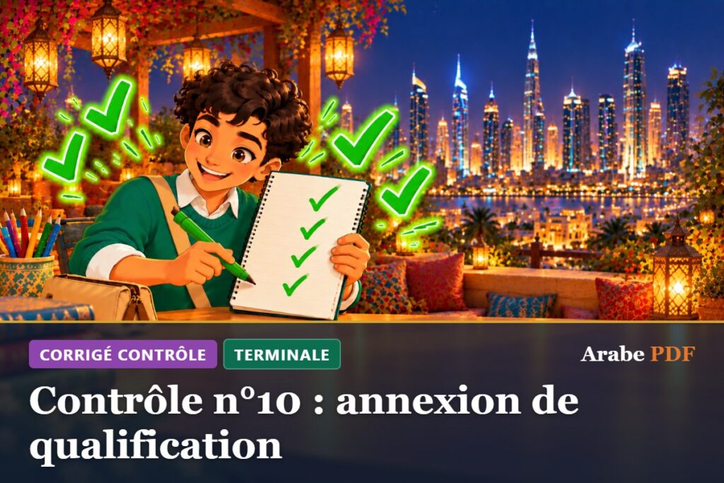 Corrigé : Contrôle n°10 : annexion de qualification – contrôle d’arabe Terminale