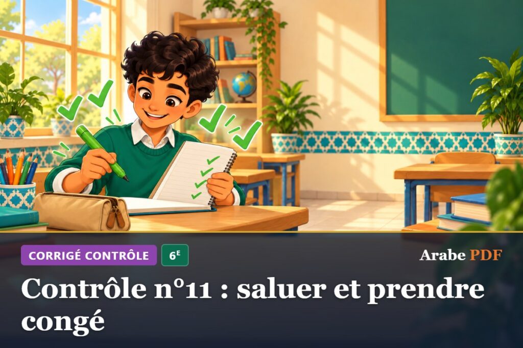 Corrigé : Contrôle n°11 : saluer et prendre congé – contrôle d’arabe 6e