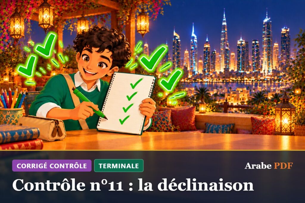 Corrigé : Contrôle n°11 : la déclinaison – contrôle d’arabe Terminale