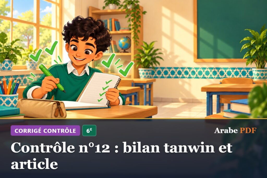 Corrigé : Contrôle n°12 : bilan tanwin et article – contrôle d’arabe 6e