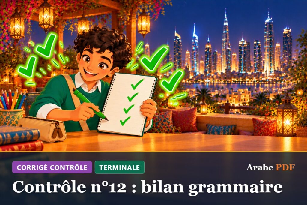 Corrigé : Contrôle n°12 : bilan grammaire – contrôle d’arabe Terminale
