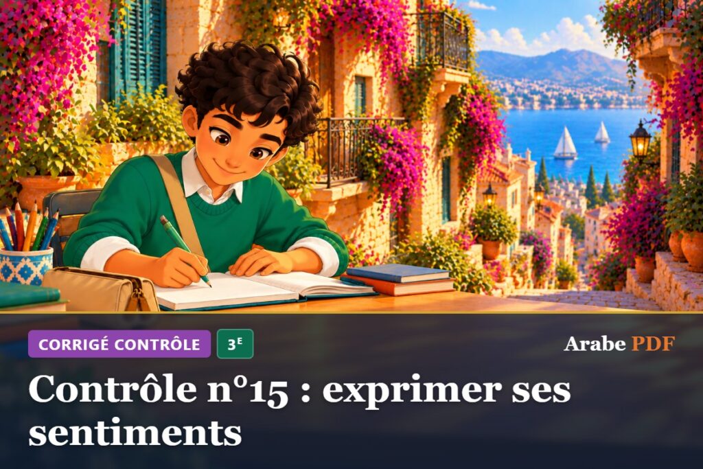 Corrigé : Contrôle n°15 : exprimer ses sentiments – contrôle d’arabe 3e