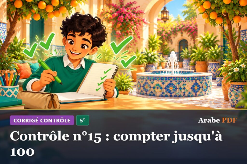 Corrigé : Contrôle n°15 : compter jusqu'à 100 – contrôle d’arabe 5e