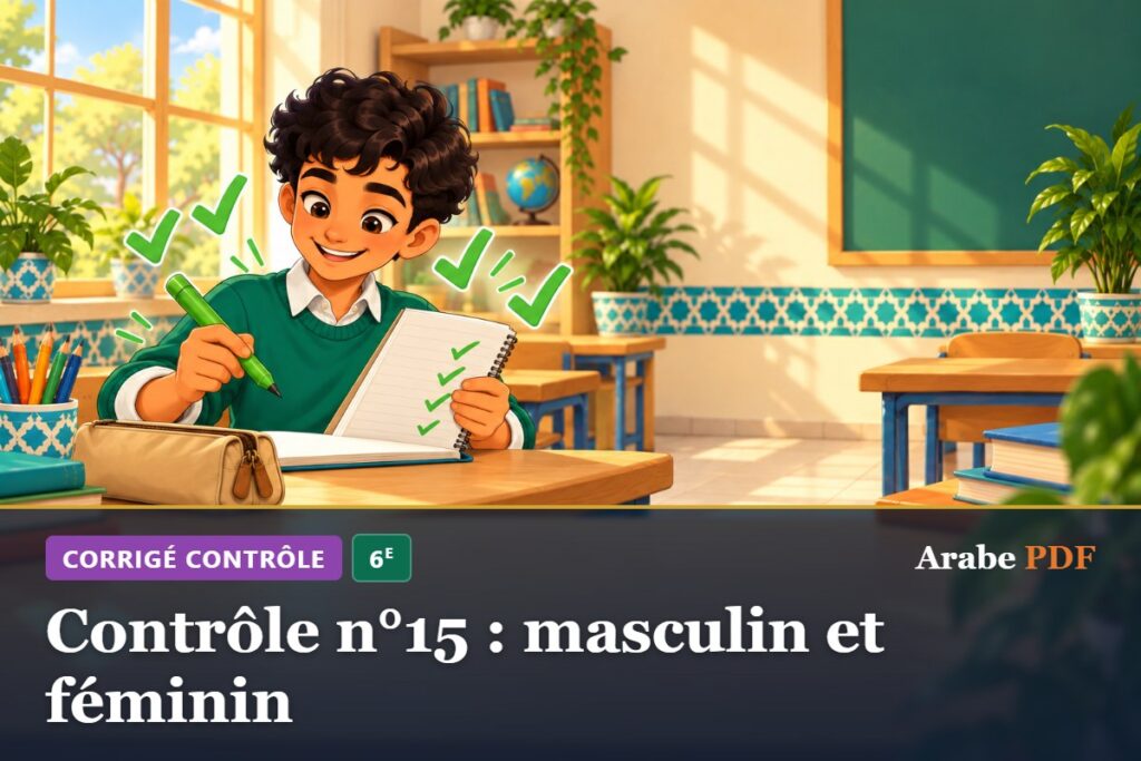 Corrigé : Contrôle n°15 : masculin et féminin – contrôle d’arabe 6e