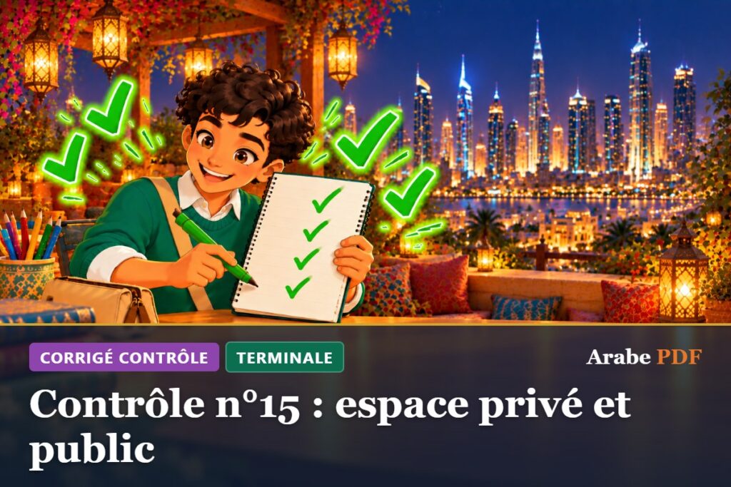 Corrigé : Contrôle n°15 : espace privé et public – contrôle d’arabe Terminale