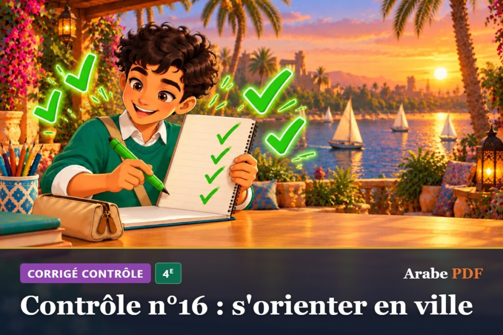 Corrigé : Contrôle n°16 : s'orienter en ville – contrôle d’arabe 4e