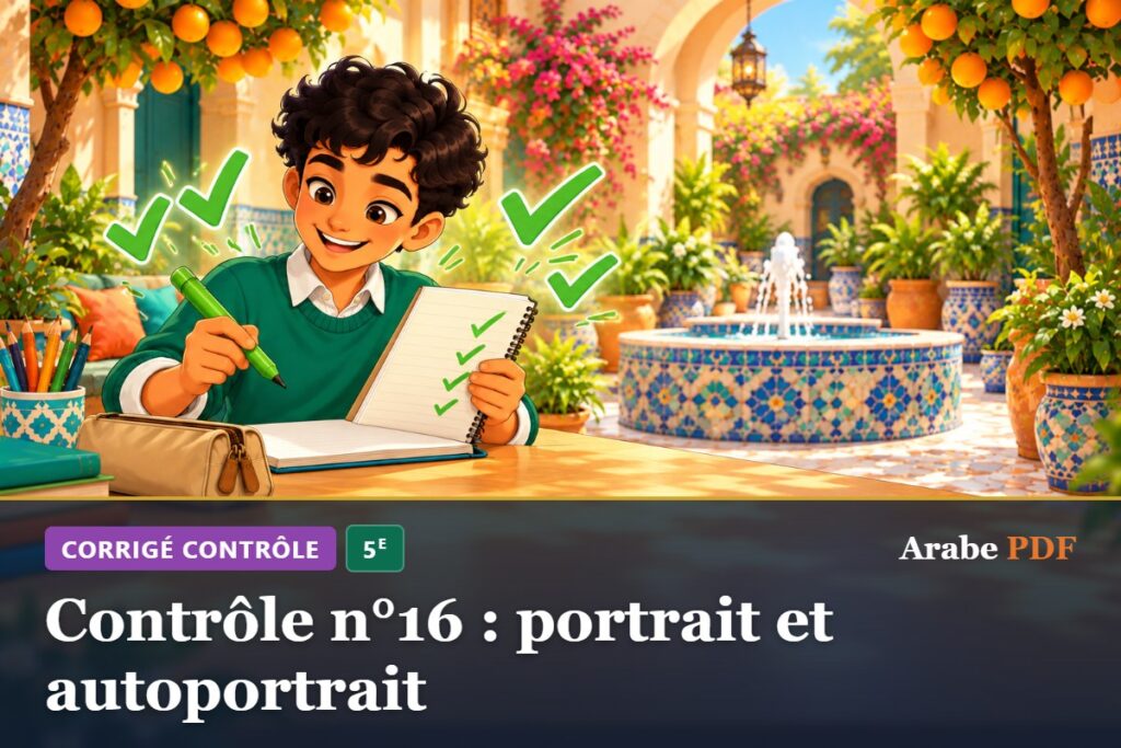 Corrigé : Contrôle n°16 : portrait et autoportrait – contrôle d’arabe 5e