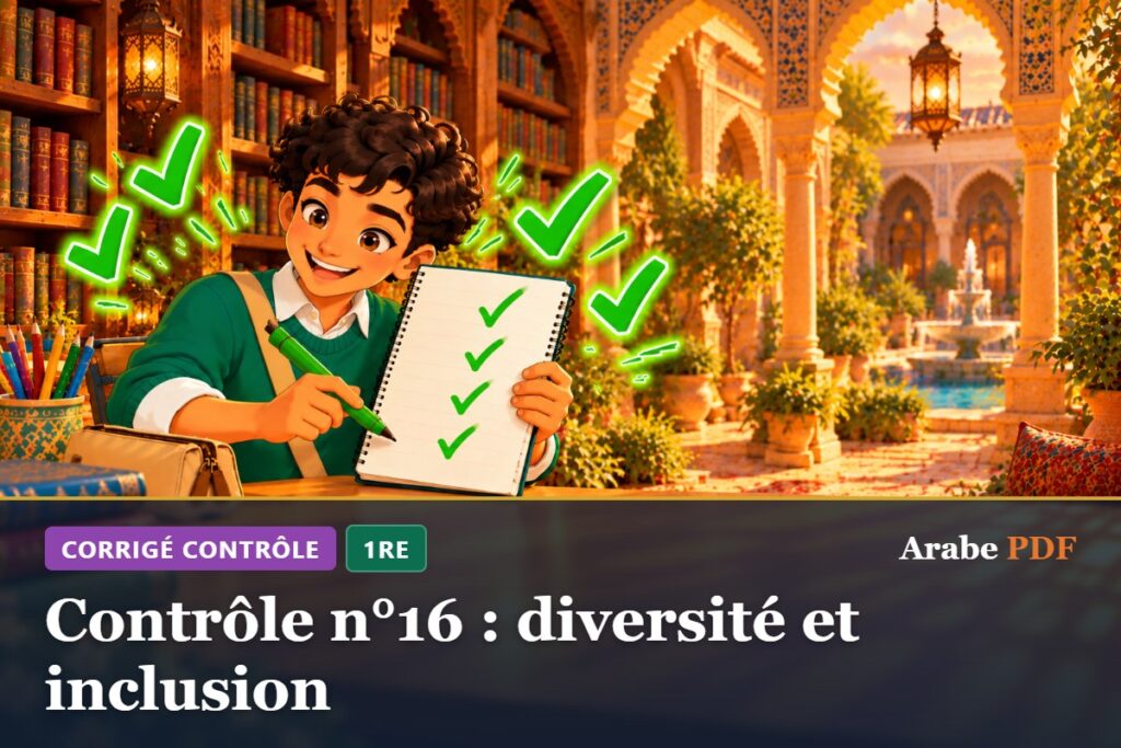 Corrigé : Contrôle n°16 : diversité et inclusion – contrôle d’arabe 1re
