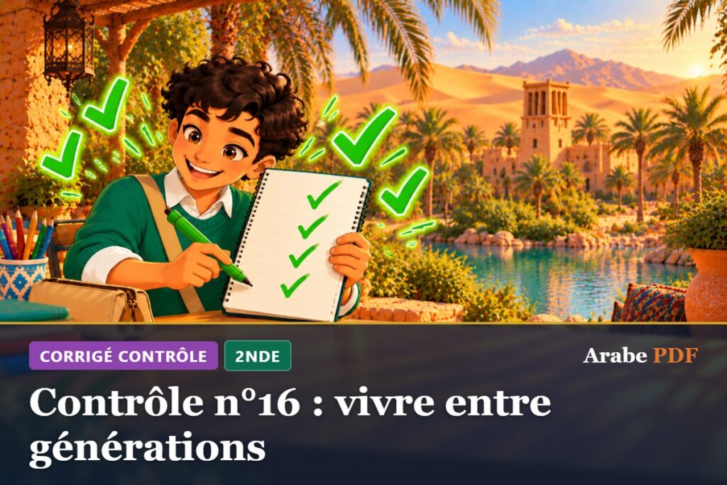 Corrigé : Contrôle n°16 : vivre entre générations – contrôle d’arabe 2nde