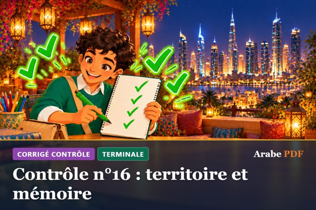 Corrigé : Contrôle n°16 : territoire et mémoire – contrôle d’arabe Terminale