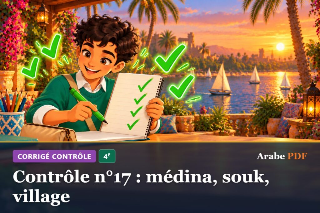 Corrigé : Contrôle n°17 : médina, souk, village – contrôle d’arabe 4e