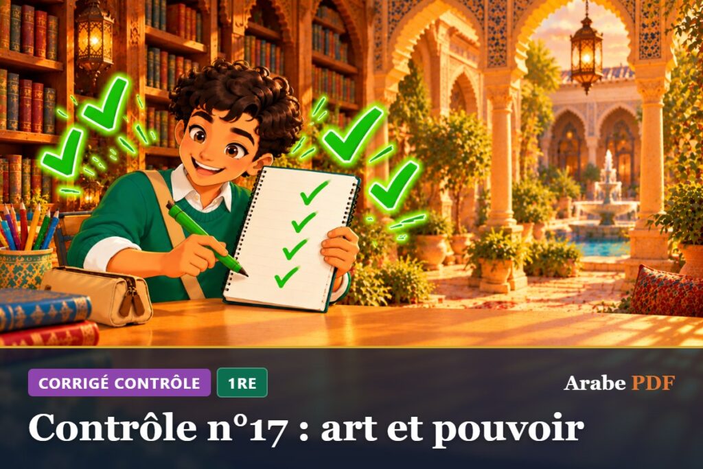Corrigé : Contrôle n°17 : art et pouvoir – contrôle d’arabe 1re