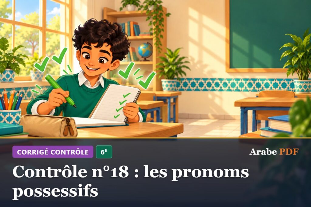 Corrigé : Contrôle n°18 : les pronoms possessifs – contrôle d’arabe 6e