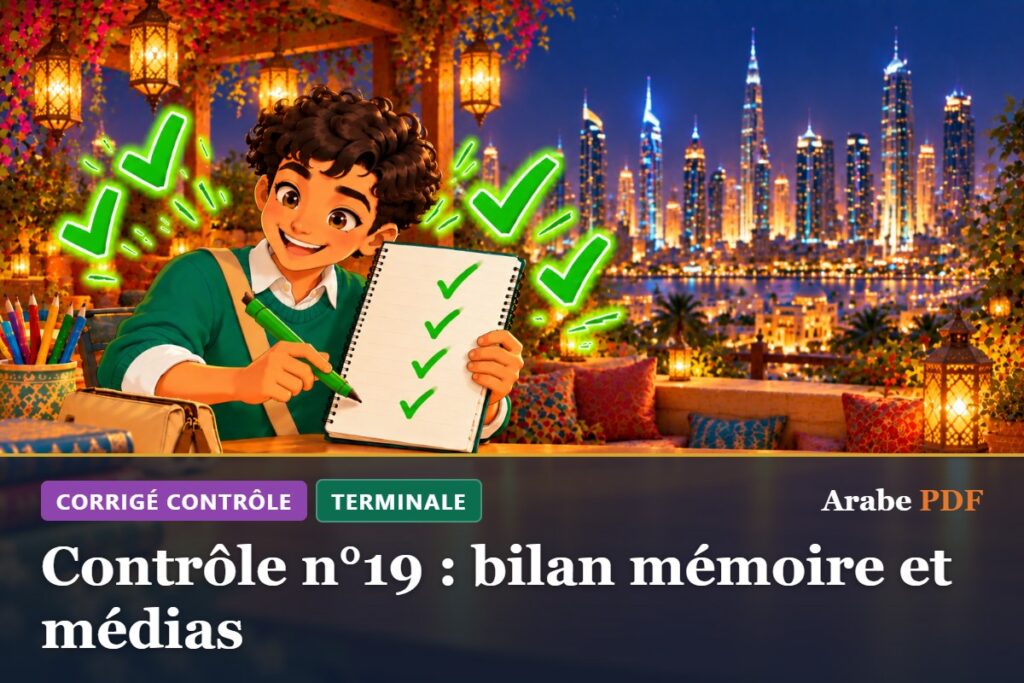 Corrigé : Contrôle n°19 : bilan mémoire et médias – contrôle d’arabe Terminale