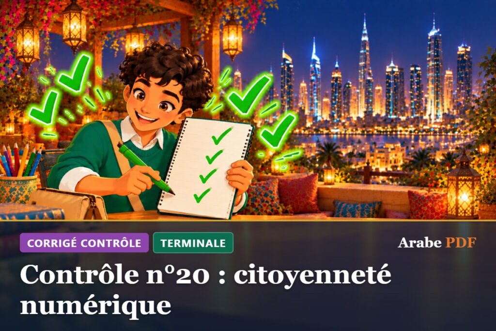 Corrigé : Contrôle n°20 : citoyenneté numérique – contrôle d’arabe Terminale