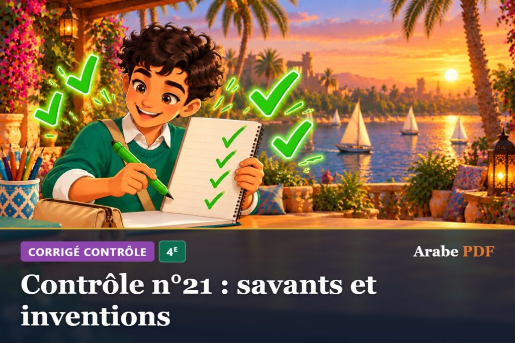 Corrigé : Contrôle n°21 : savants et inventions – contrôle d’arabe 4e