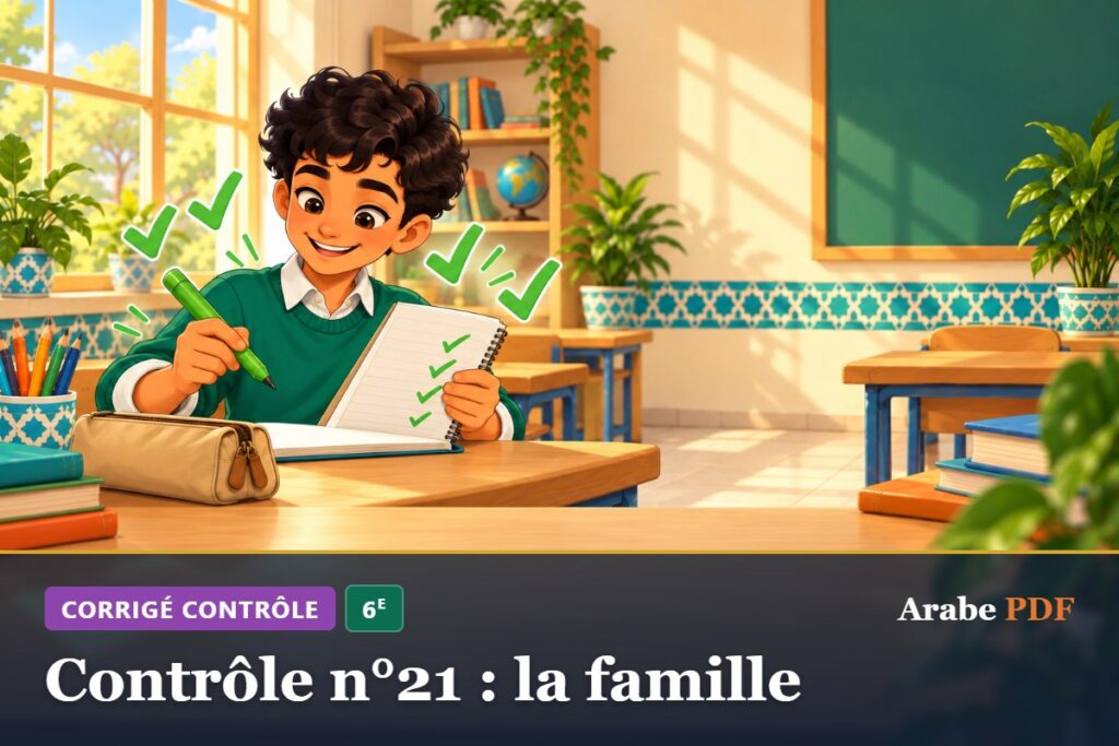Corrigé : Contrôle n°21 : la famille – contrôle d’arabe 6e