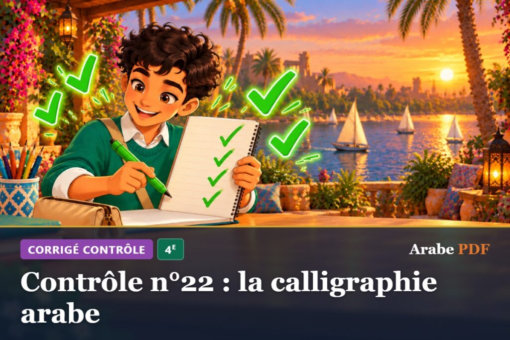 Corrigé : Contrôle n°22 : la calligraphie arabe – contrôle d’arabe 4e