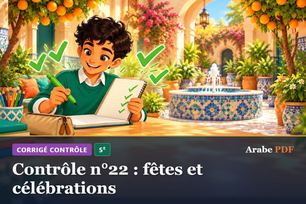 Corrigé : Contrôle n°22 : fêtes et célébrations – contrôle d’arabe 5e