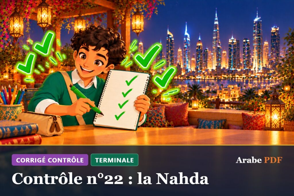 Corrigé : Contrôle n°22 : la Nahda – contrôle d’arabe Terminale
