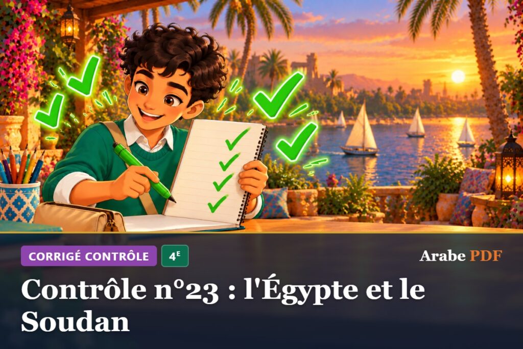 Corrigé : Contrôle n°23 : l'Égypte et le Soudan – contrôle d’arabe 4e