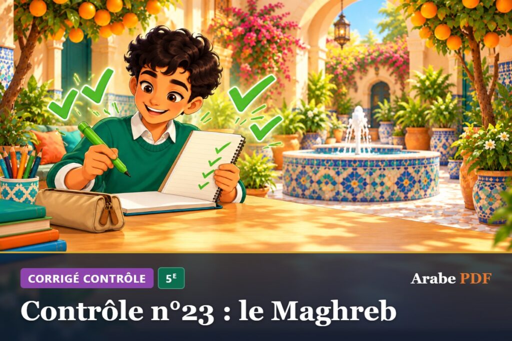 Corrigé : Contrôle n°23 : le Maghreb – contrôle d’arabe 5e