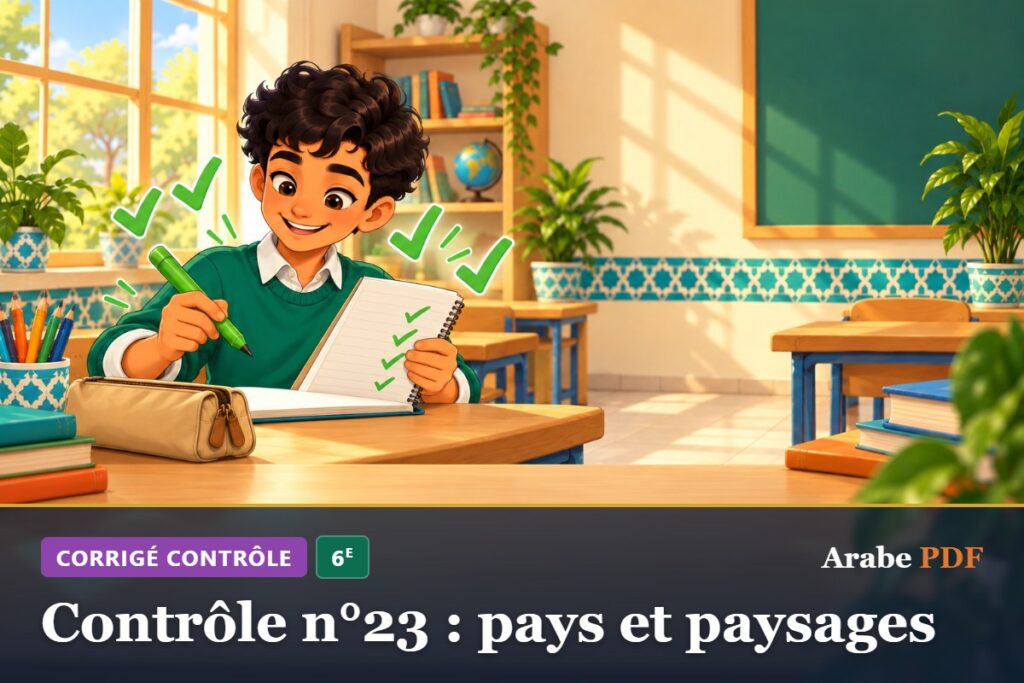 Corrigé : Contrôle n°23 : pays et paysages – contrôle d’arabe 6e